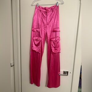 Satin Pink Cargo Pants size s